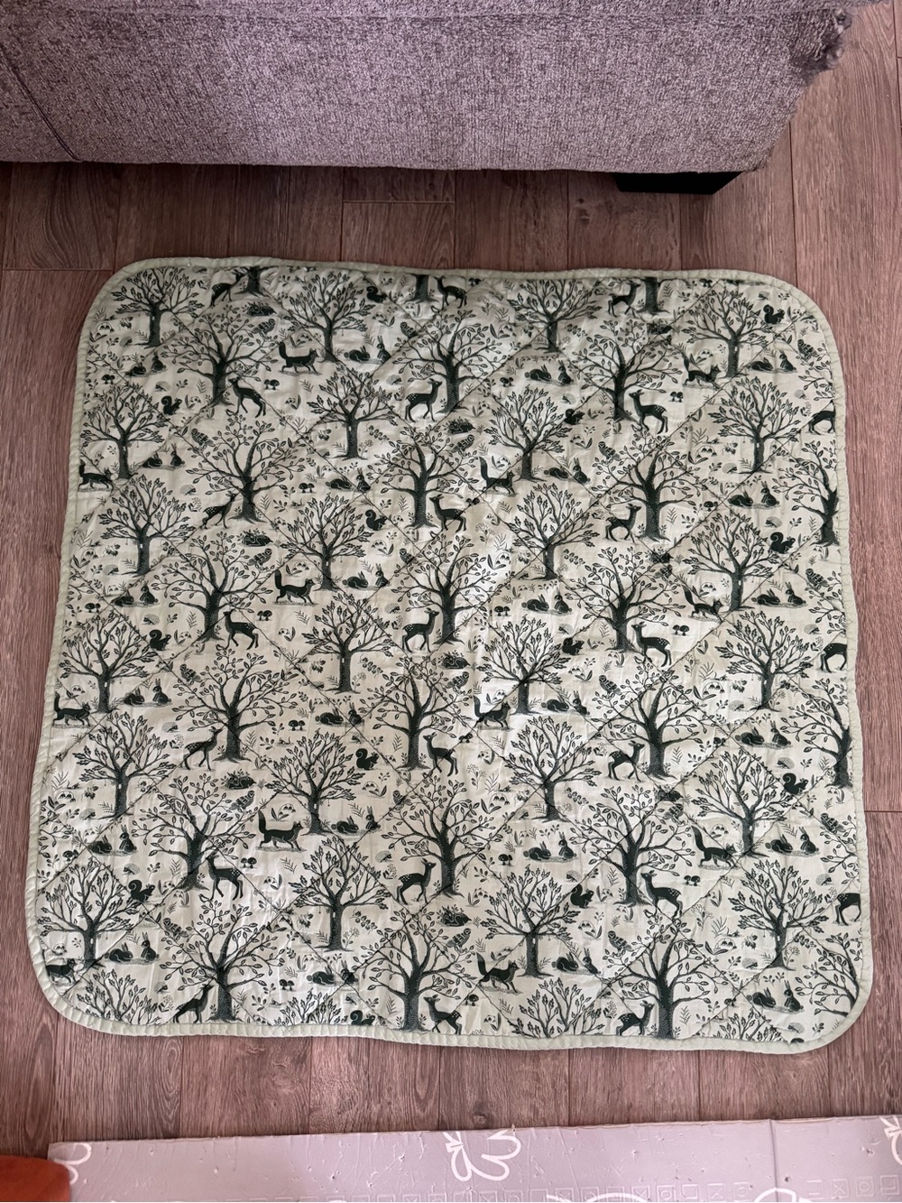 IKEA Light Green and Dark Green Woodland Quilted Play Mat
